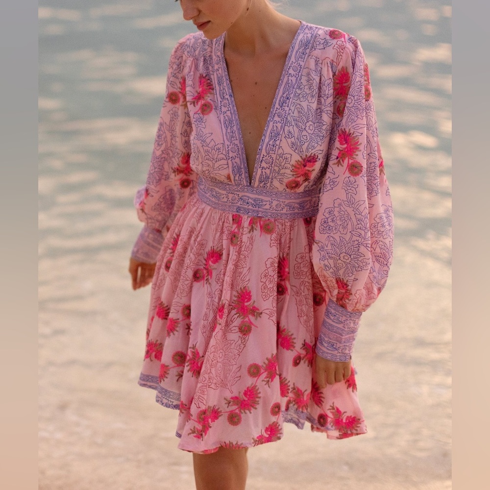 Oliphant V-NECK MINI DRESS- DUNMORE PINK.